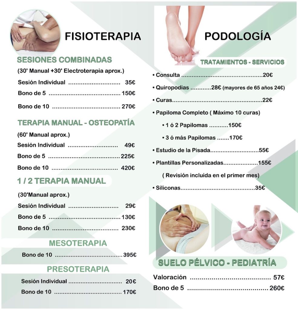 Servicios 4 tarifas alcofisio 2023